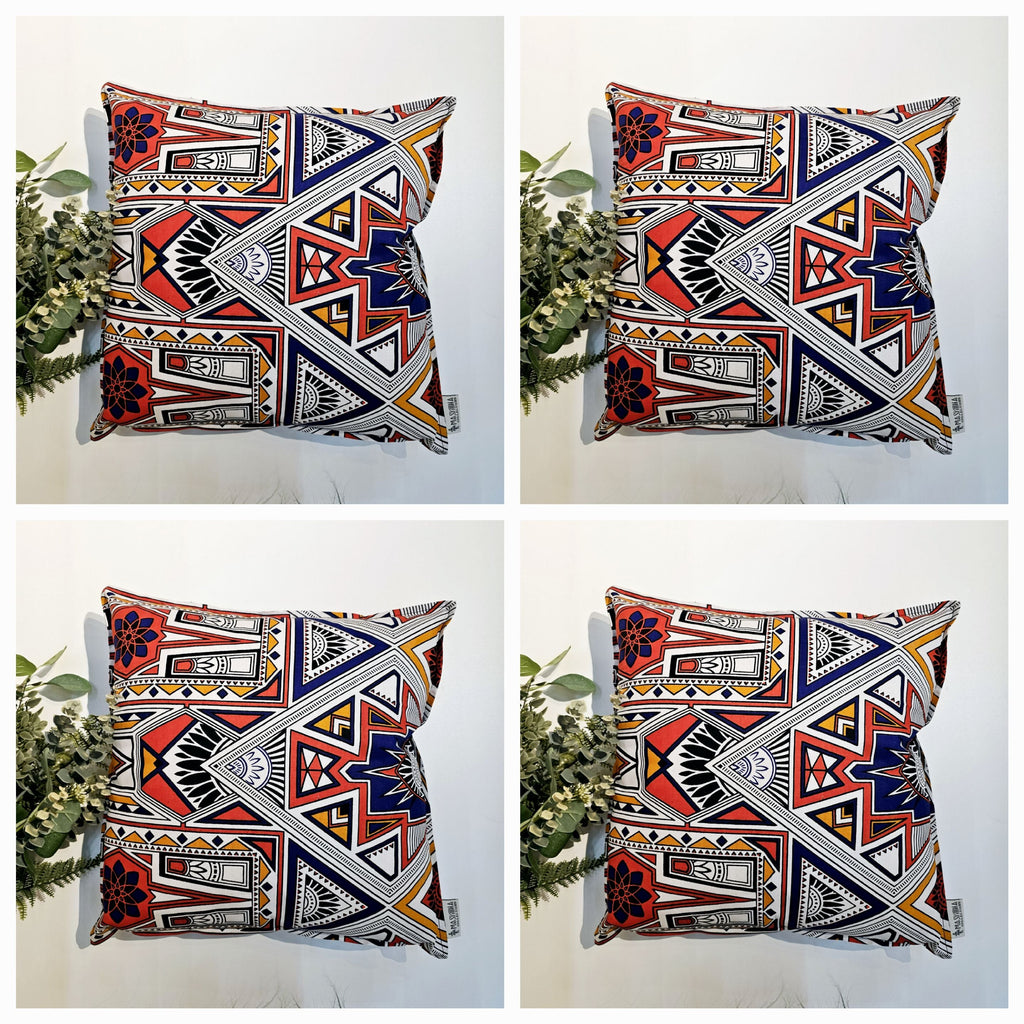 Set of 2 | 4 Cushion Covers |40x40cm | 100% Cotton Wax Ankara Fabric-1