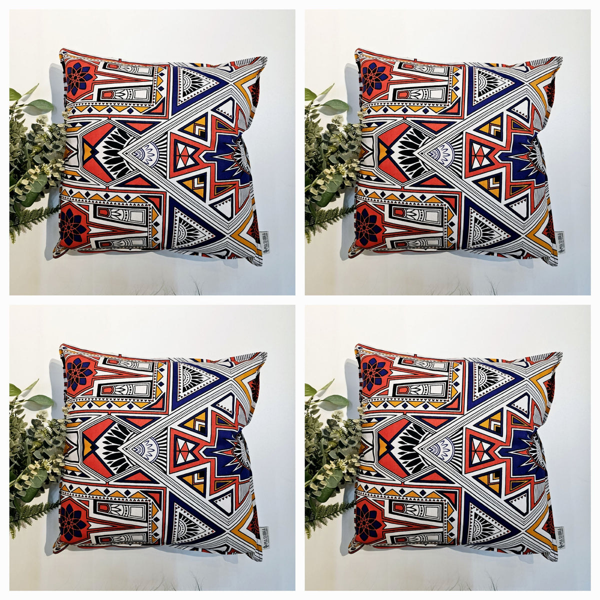 Set of 2 | 4 Cushion Covers |40x40cm | 100% Cotton Wax Ankara Fabric-1