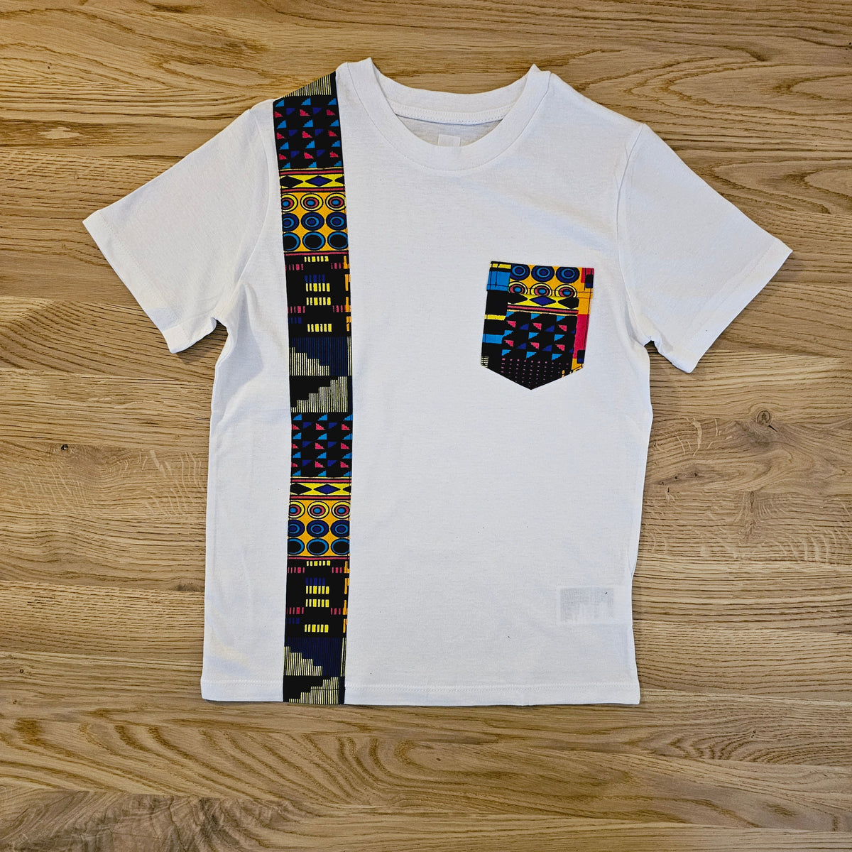 Kids T-shirt with African Ankara Print Detail | 100% cotton-0