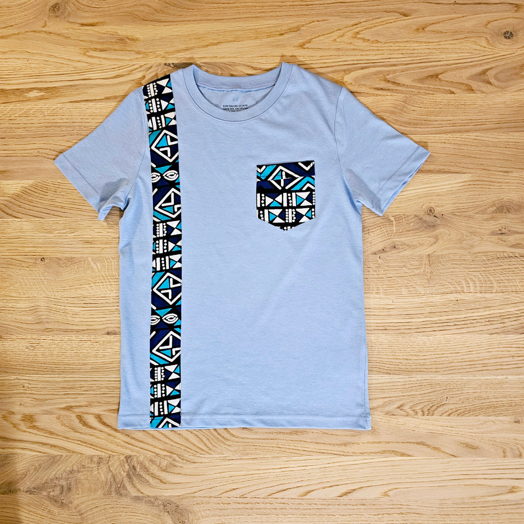 Kids T-shirt with African Ankara Print Detail | 100% cotton-0