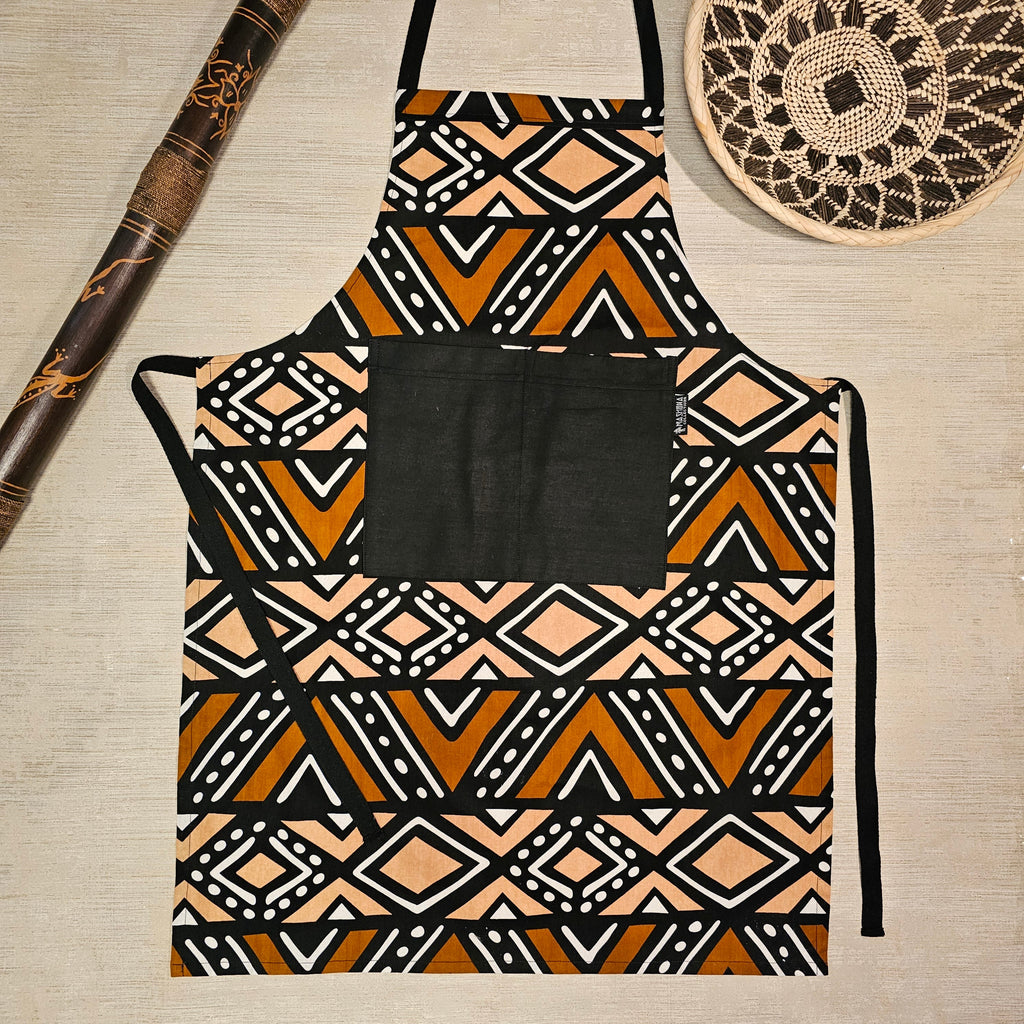 Handmade African Print Apron with Pocket | 100% Cotton Fabric-0