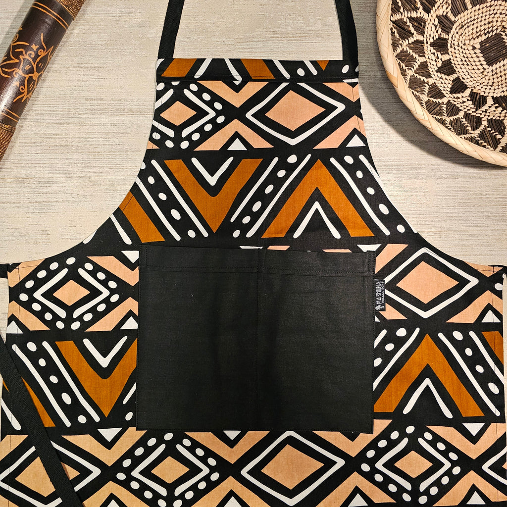 Handmade African Print Apron with Pocket | 100% Cotton Fabric-2