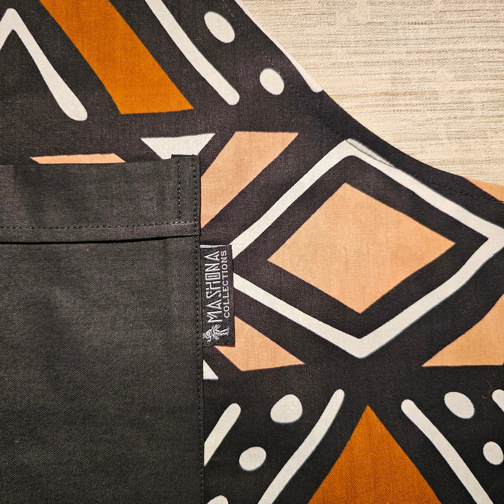 Handmade African Print Apron with Pocket | 100% Cotton Fabric-4