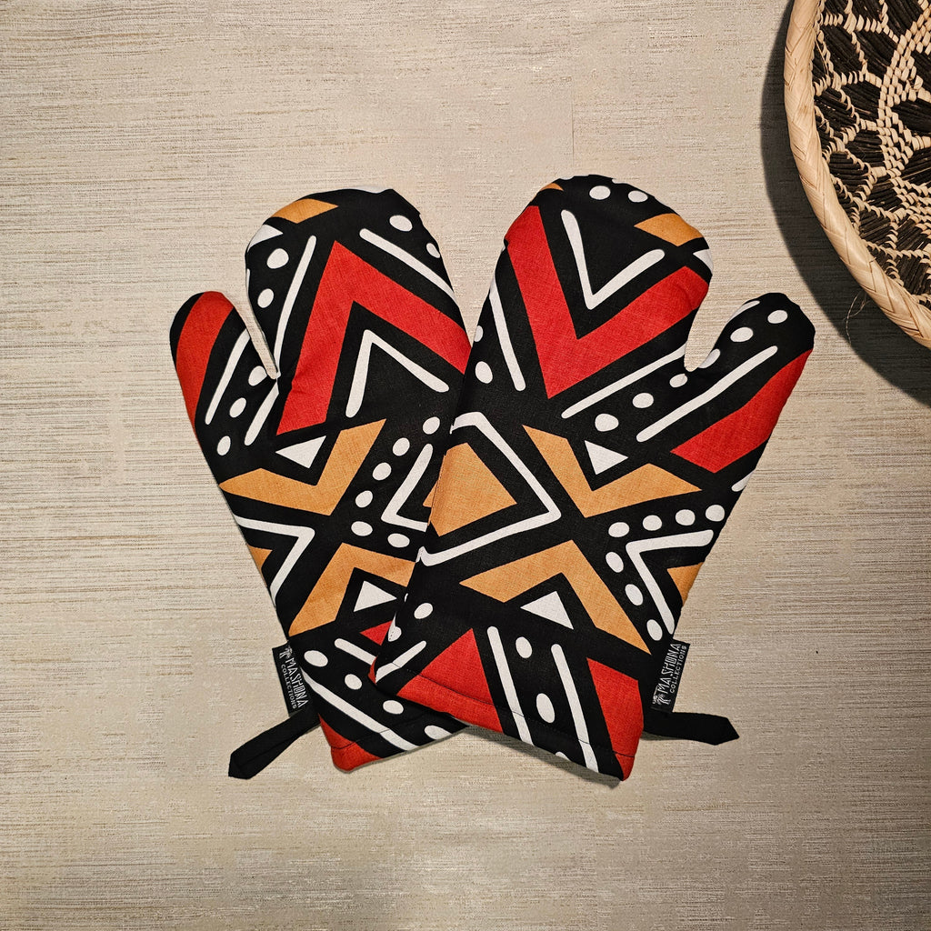 Set of 2 Oven Gloves | 100% African Print Fabric-0