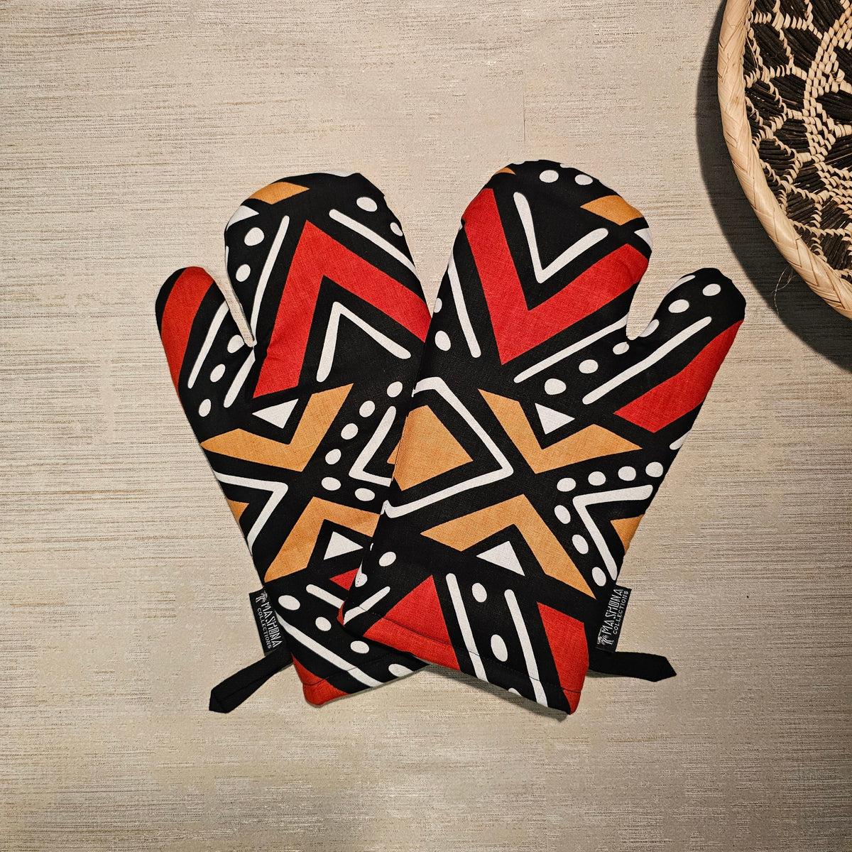 Set of 2 Oven Gloves | 100% African Print Fabric-0