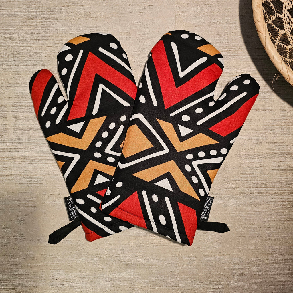 Set of 2 Oven Gloves | 100% African Print Fabric-2