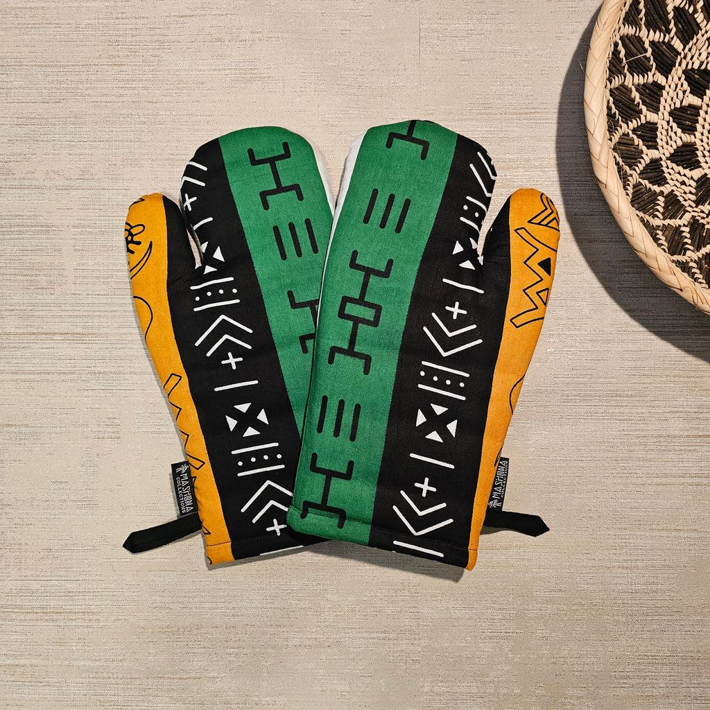 Set of 2 Oven Gloves | 100% African Print Fabric-0