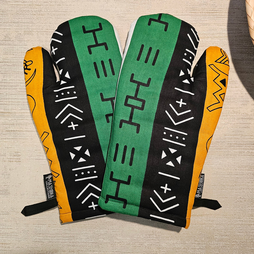 Set of 2 Oven Gloves | 100% African Print Fabric-1