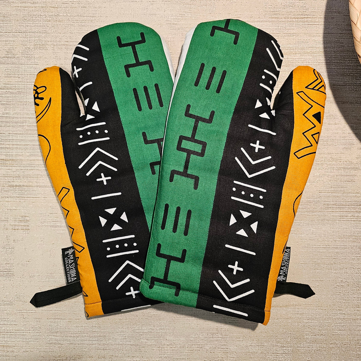 Set of 2 Oven Gloves | 100% African Print Fabric-1