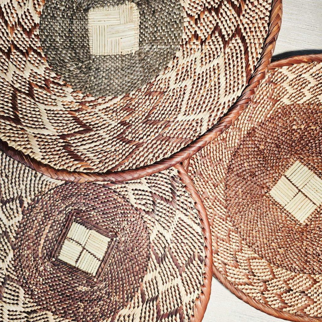 Set of 3 Handmade African Wall Baskets | Zimbabwe Baskets | Boho Wall Decor | 3B-3