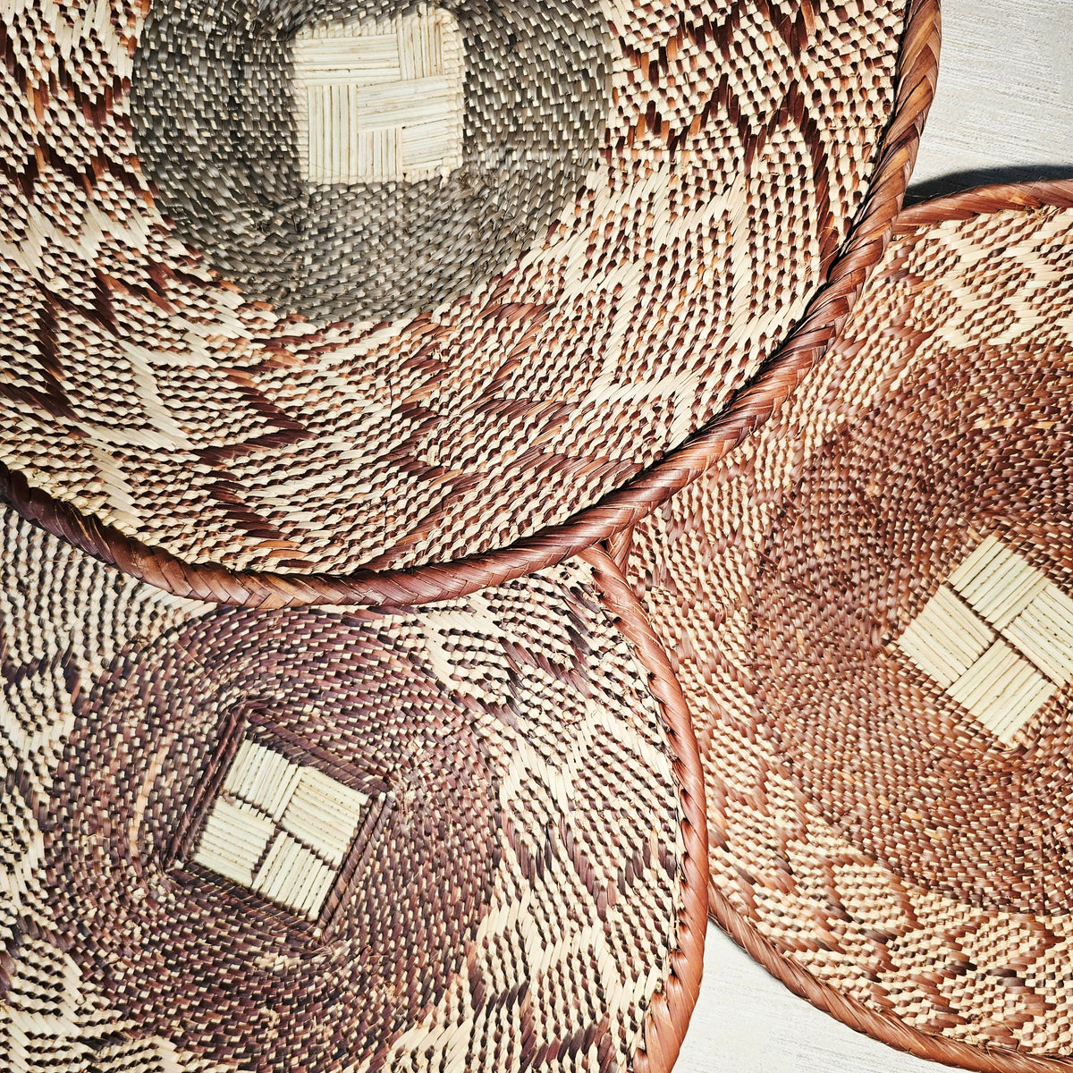 Set of 3 Handmade African Wall Baskets | Zimbabwe Baskets | Boho Wall Decor | 3B-3