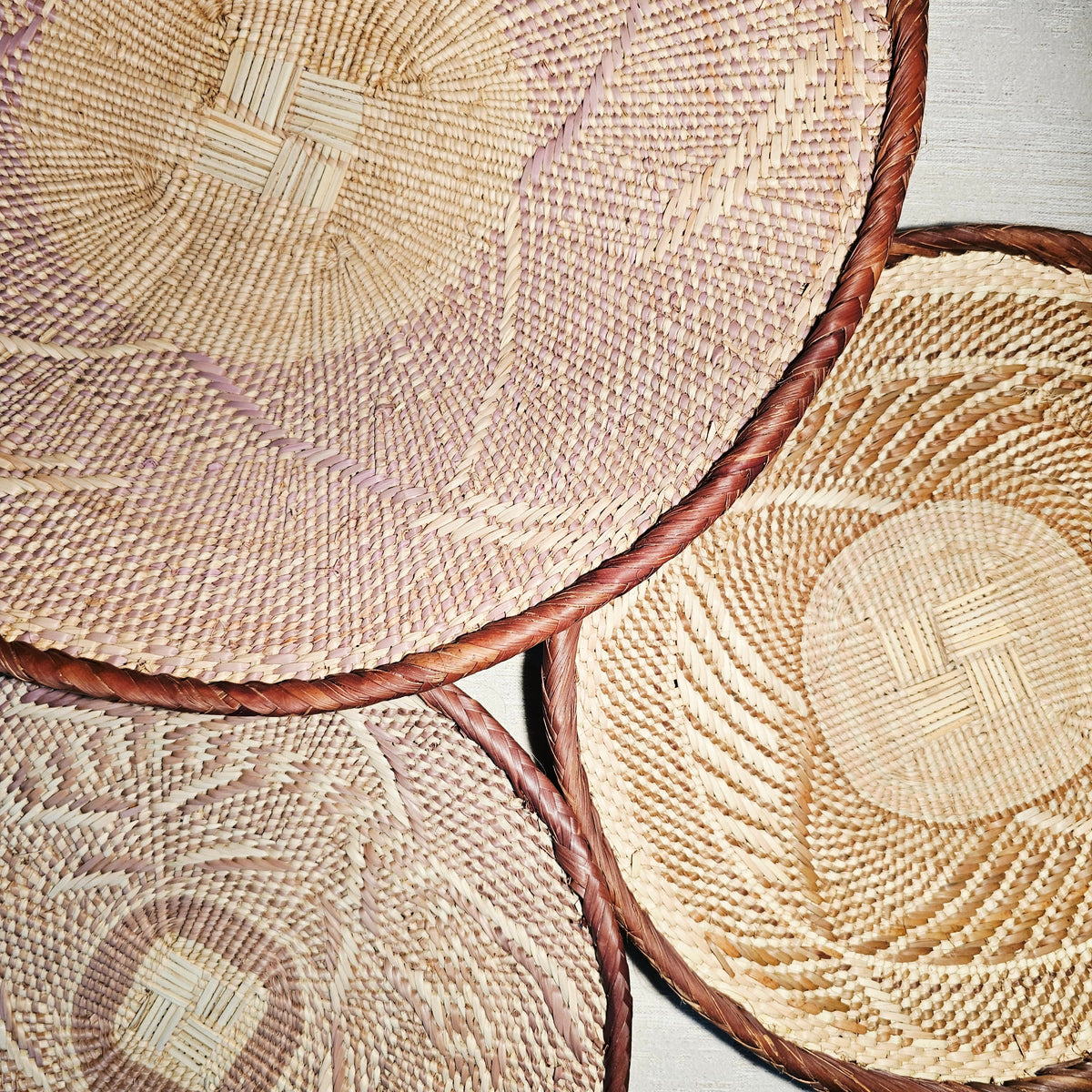 Set of 3 Handmade African Wall Baskets | Zimbabwe Baskets | Boho Wall Decor | 3A-1