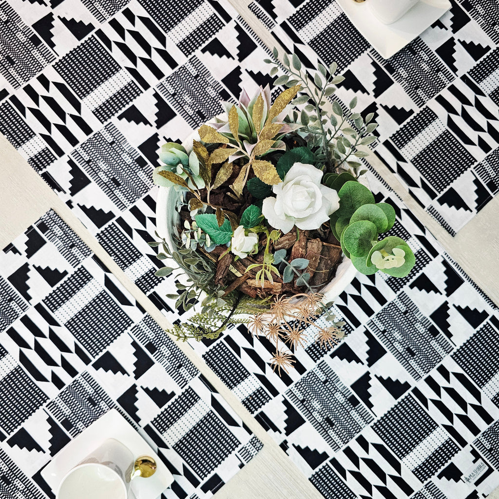 Table Runner and Set of 4 Placemats | 100% Cotton African Print Fabric-3
