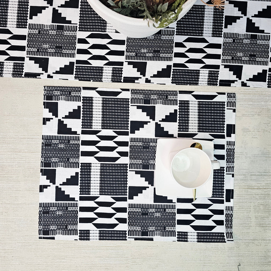 Table Runner and Set of 4 Placemats | 100% Cotton African Print Fabric-4