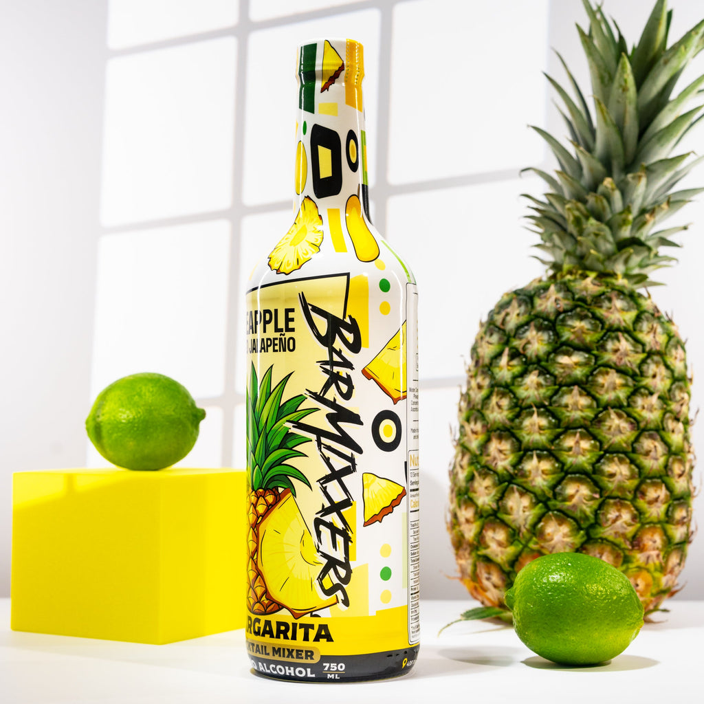 Bottle of pineapple mango spicy jalapeno margarita mix craft cocktail mixer — view 2