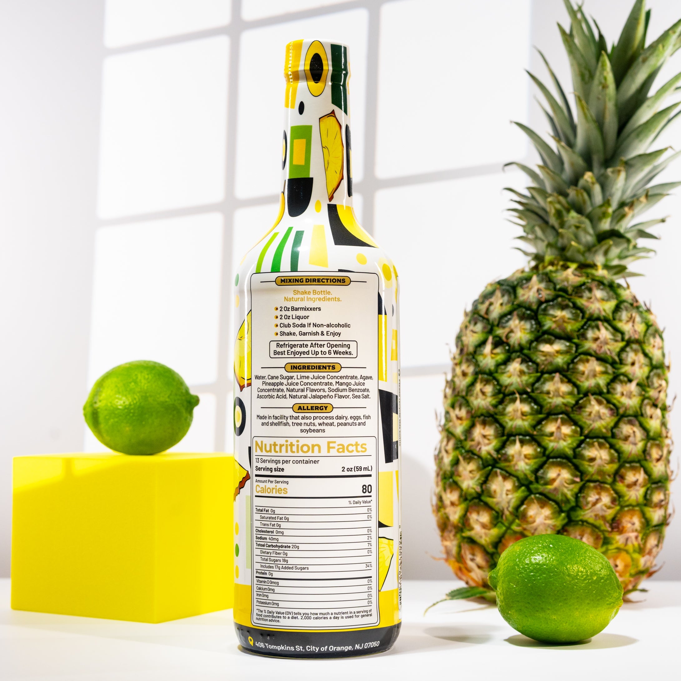 Bottle of pineapple mango spicy jalapeno margarita mix craft cocktail mixer — view 3