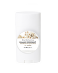 Unscented organic deodorant stick for women, featuring aluminum-free formula in an oval barrel