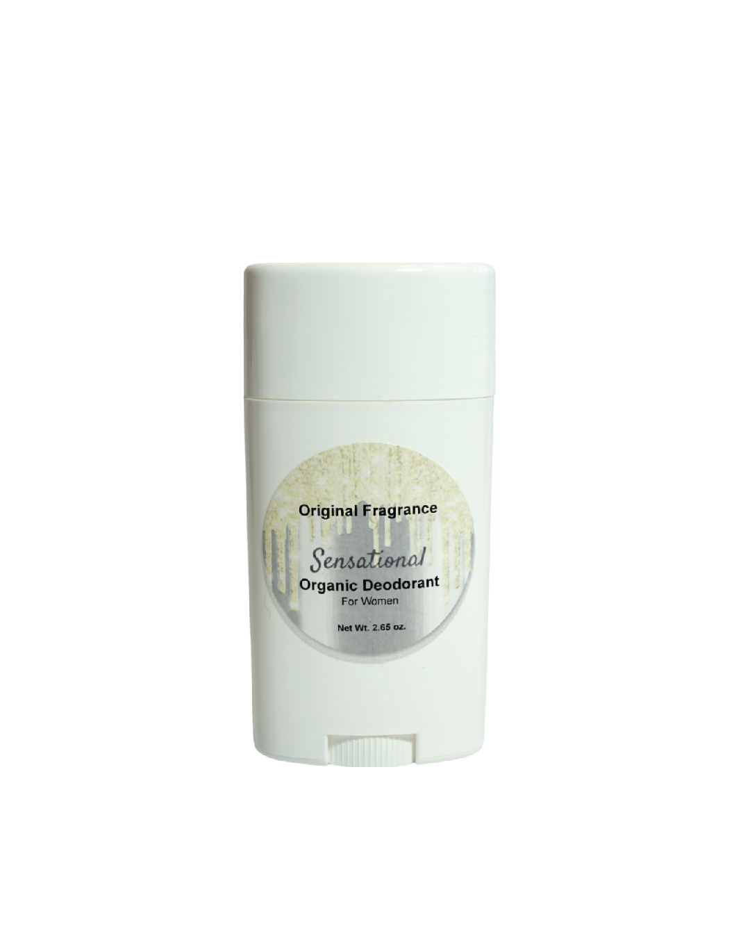Organic women's deodorant in a 2.65 oz oval barrel container with natural botanical ingredients