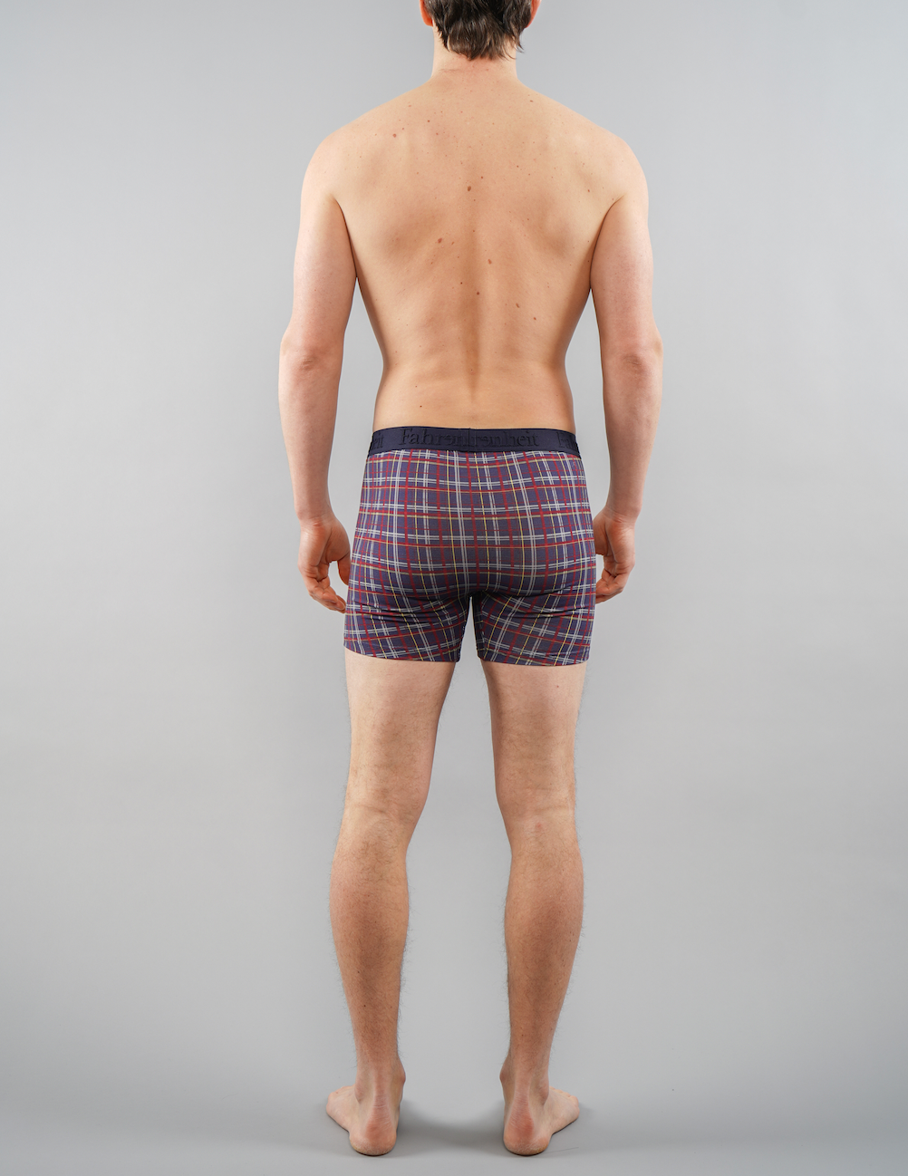 Newman blue plaid boxer briefs with smooth stretch waistband and raised brand logo details — view 5