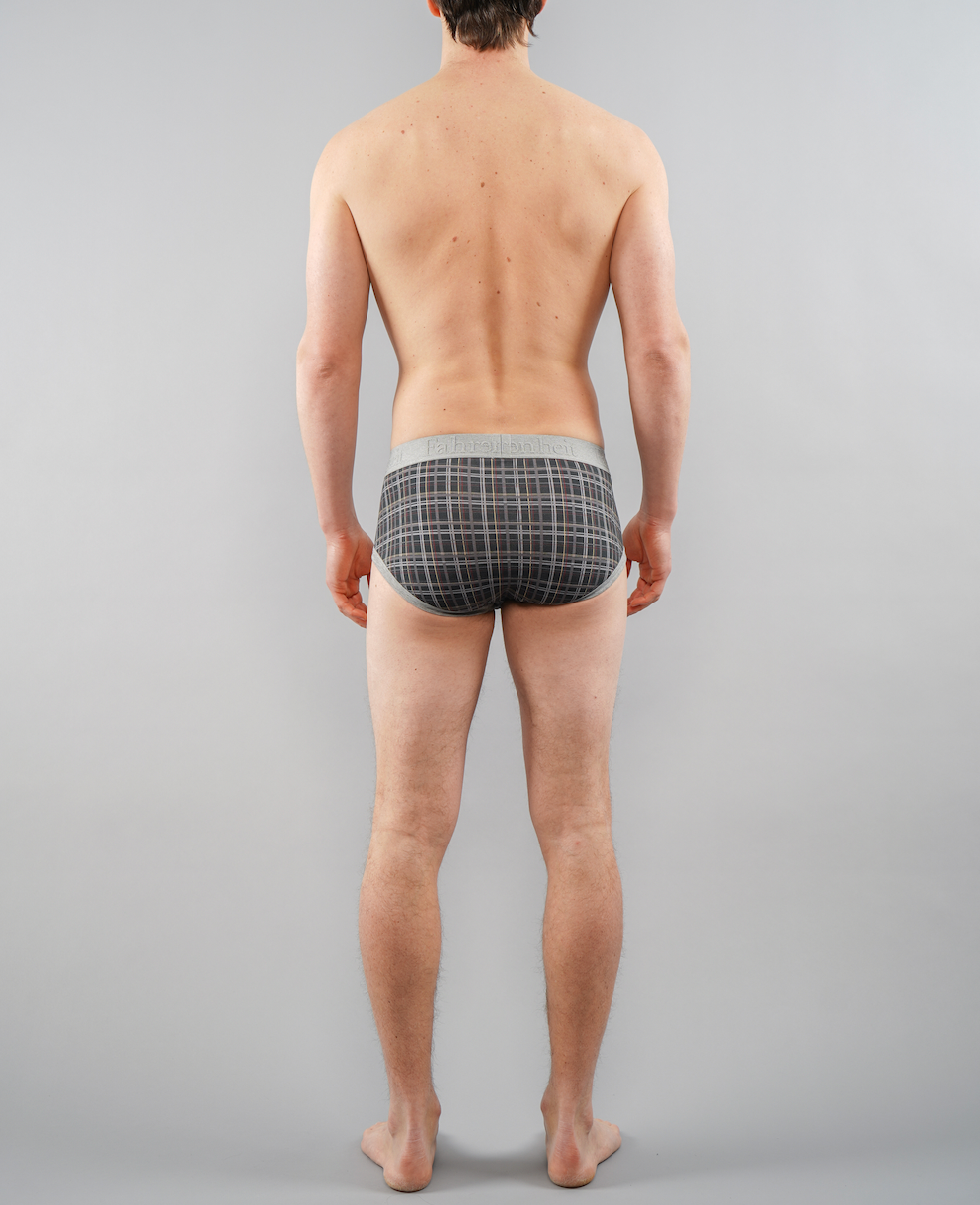 Men's green plaid Wayne brief underwear made of breathable cotton with comfortable logo waistband. — view 4