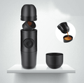 Black portable capsule espresso maker compact manual hand pump coffee brewer for travel and camping