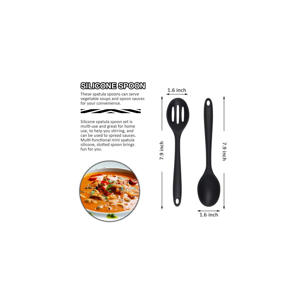 6-piece mini silicone utensil set featuring turners, spoons, whisk, and tongs for everyday cooking. — view 4