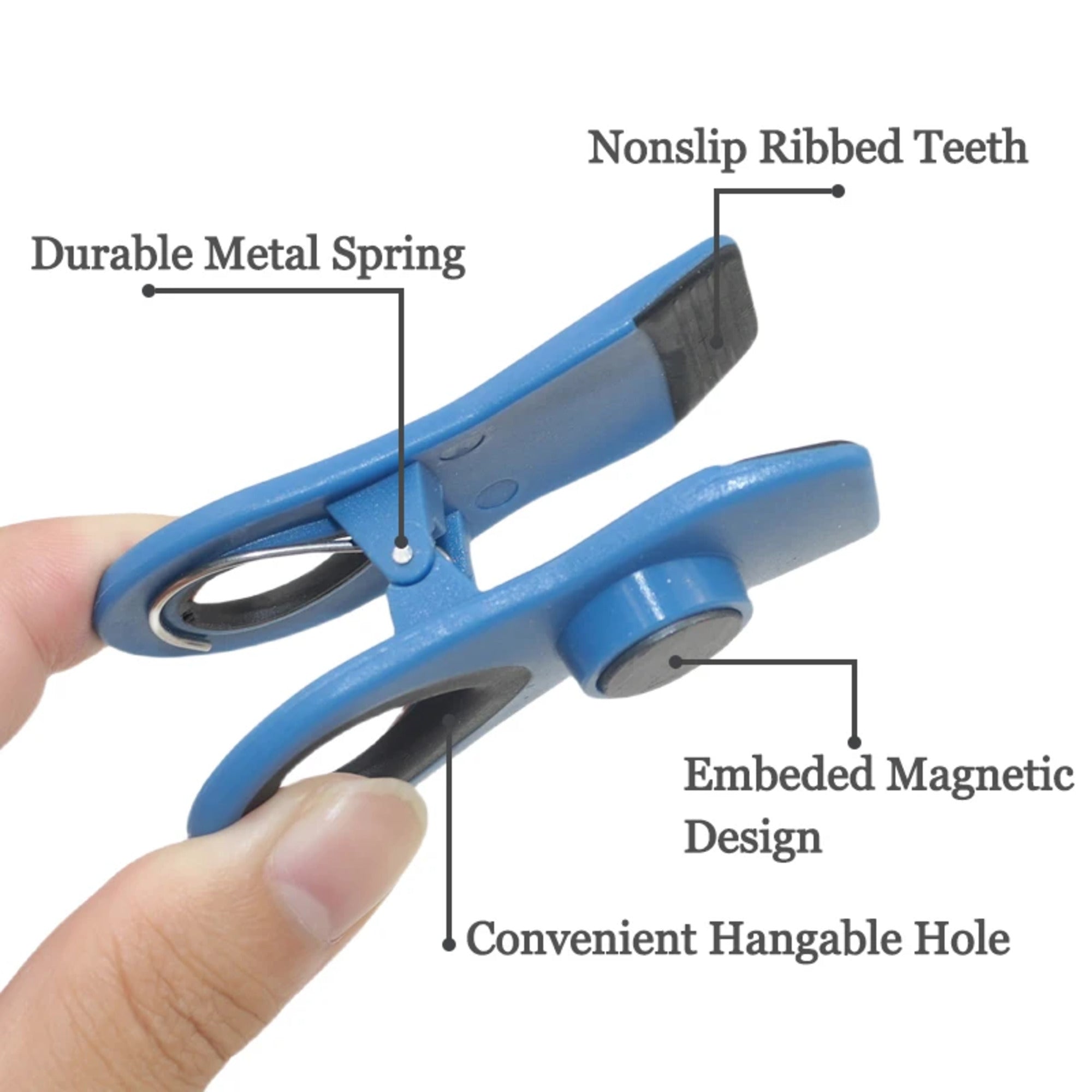 10-piece magnetic bag clip set in multi blue featuring heavy duty stainless steel construction — view 4