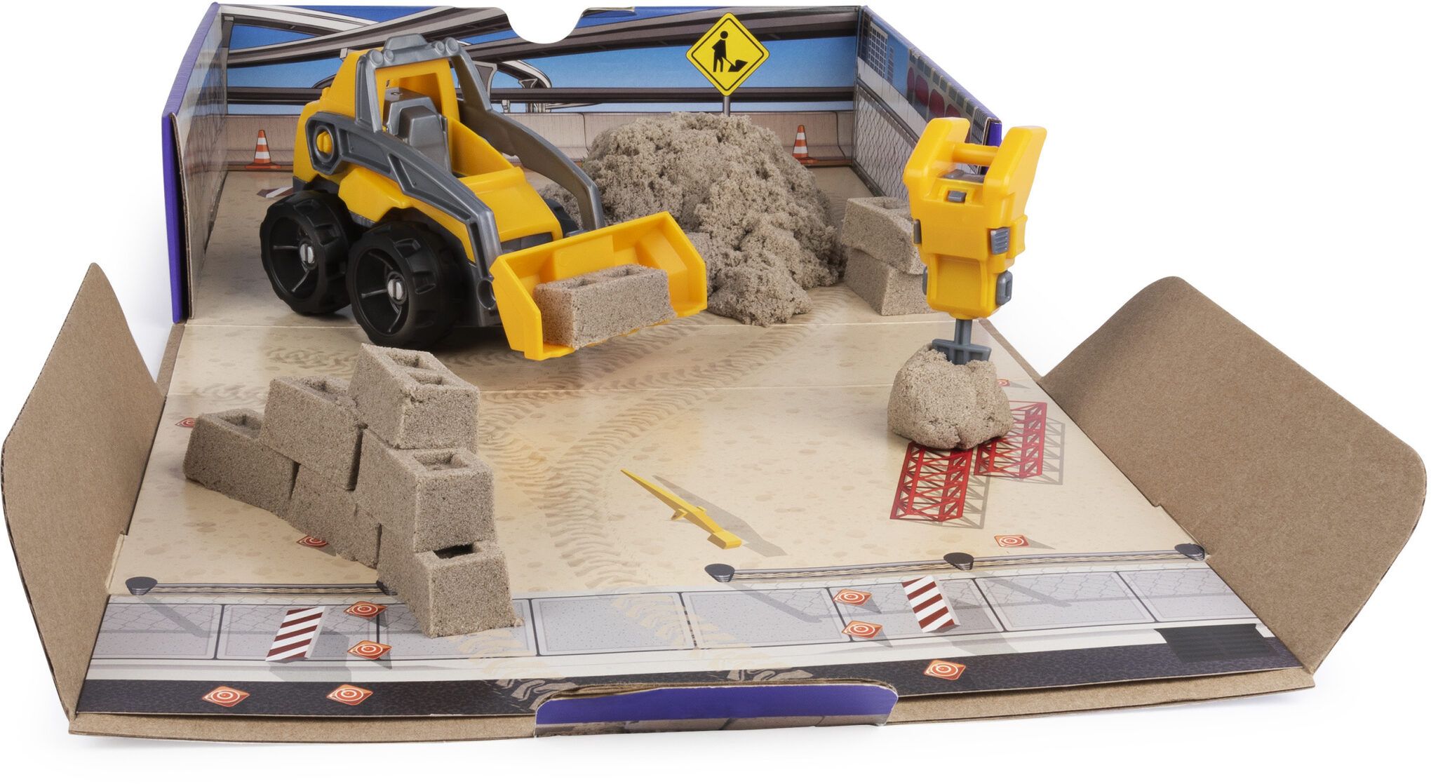 Kinetic Sand Dig and Demolish play set with brown sensory sand, brick mold, and construction truck — view 4