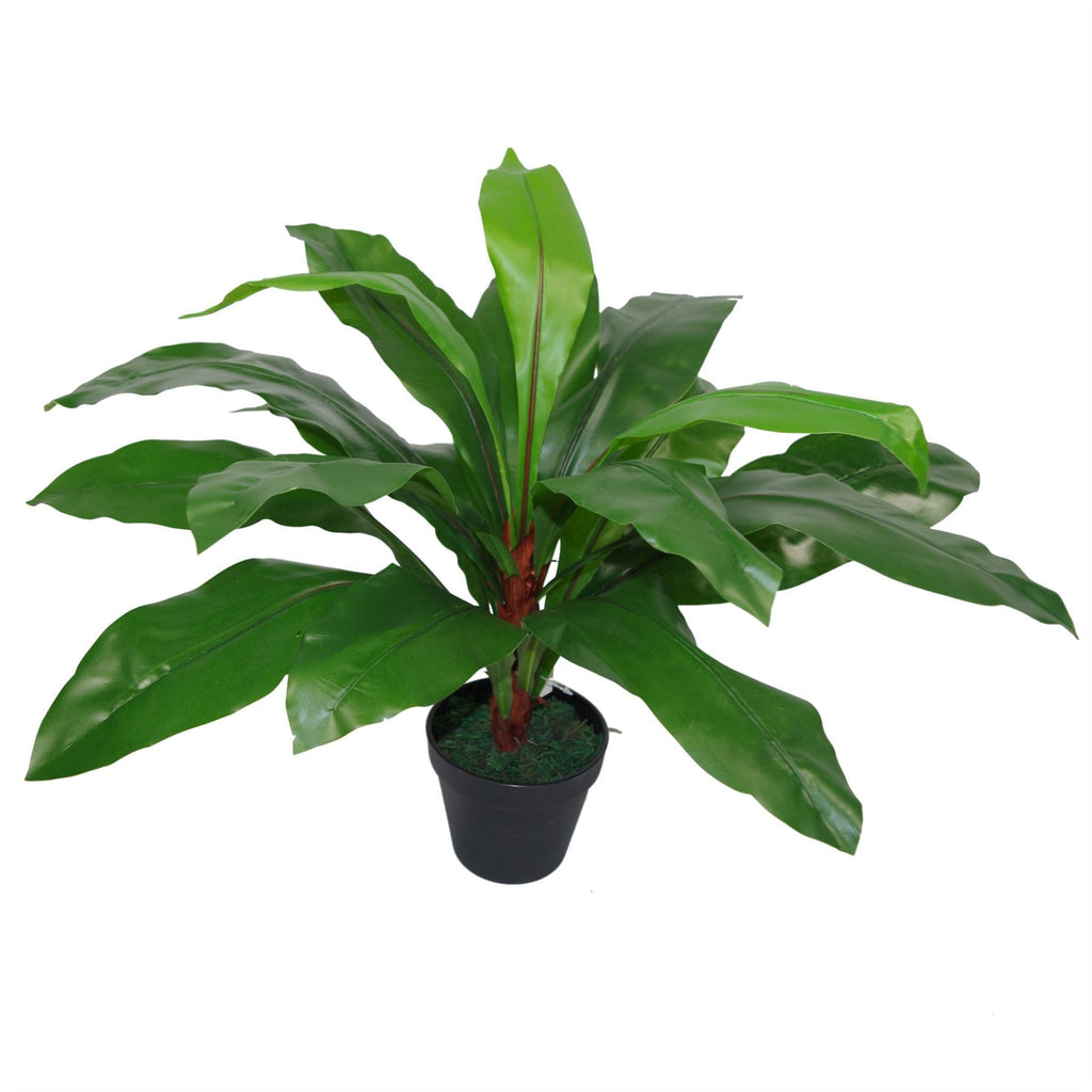Artificial birds nest fern with large realistic green fronds in a plastic weighted pot — view 3