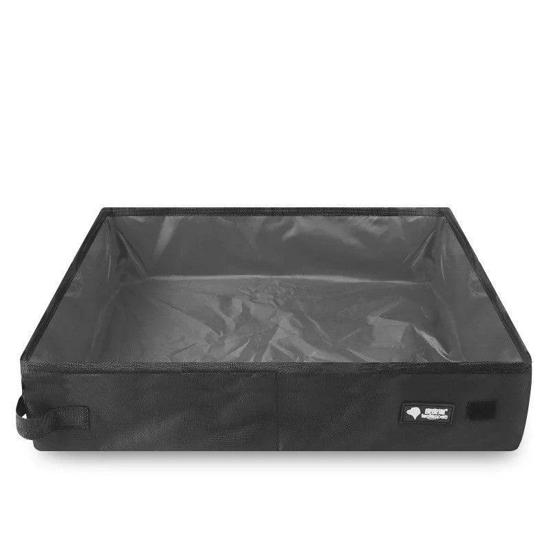 Foldable portable cat litter box in red and black Oxford cloth for travel and camping — view 3