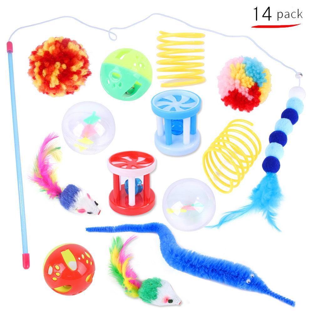 21-piece plush cat toy set with assorted colorful soft cloth chew toys for feline pets — view 4