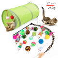 21-piece plush cat toy set with assorted colorful soft cloth chew toys for feline pets