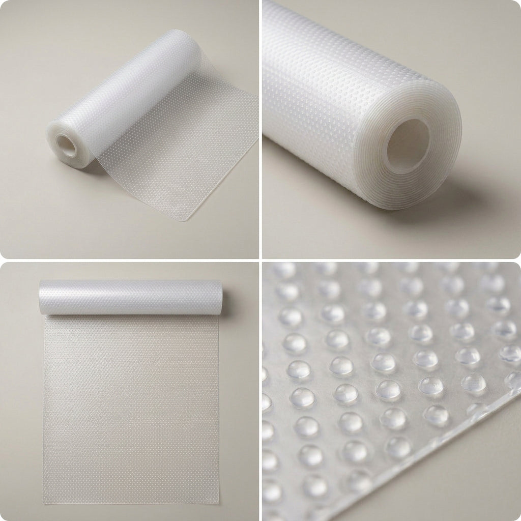 Two rolls of transparent EVA cabinet shelf liner mats for kitchen and pantry storage — view 2