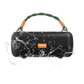 Whale portable waterproof Bluetooth speaker with black nylon shoulder strap and rugged exterior casing