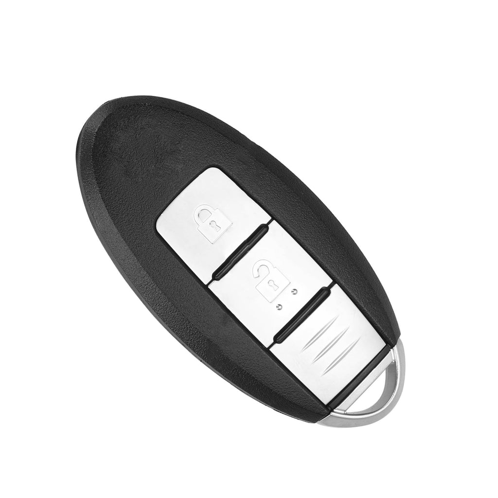 Black two-button smart remote car key fob with uncut metal blade for Nissan vehicle replacement