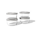 8 Piece Set (1 Cup / 8Oz) Round Glass Storage Containers With Lids, Grey-0
