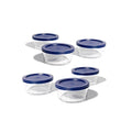 12 Piece Set (2 Cup / 16Oz) Round Glass Storage Containers With Lids, Blue-0