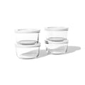 8 Piece Set (7Oz) Round Glass Storage Containers With Lids, White-0