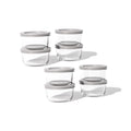 16 piece round glass storage container set with airtight grey lids and 7oz capacity
