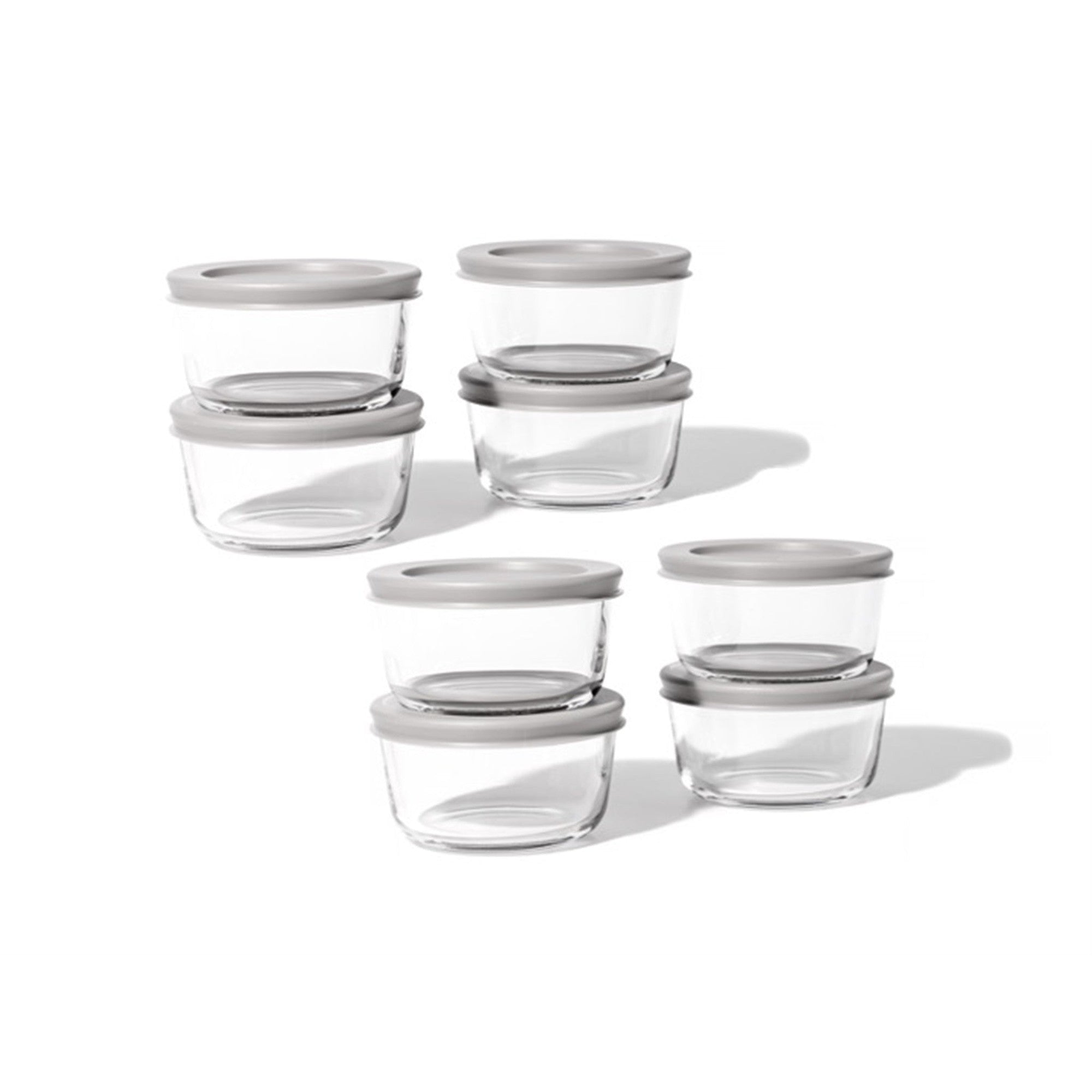 16 piece round glass storage container set with airtight grey lids and 7oz capacity — view 5