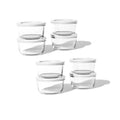 16-piece round 8-ounce glass food storage containers with white airtight lids for meal prep
