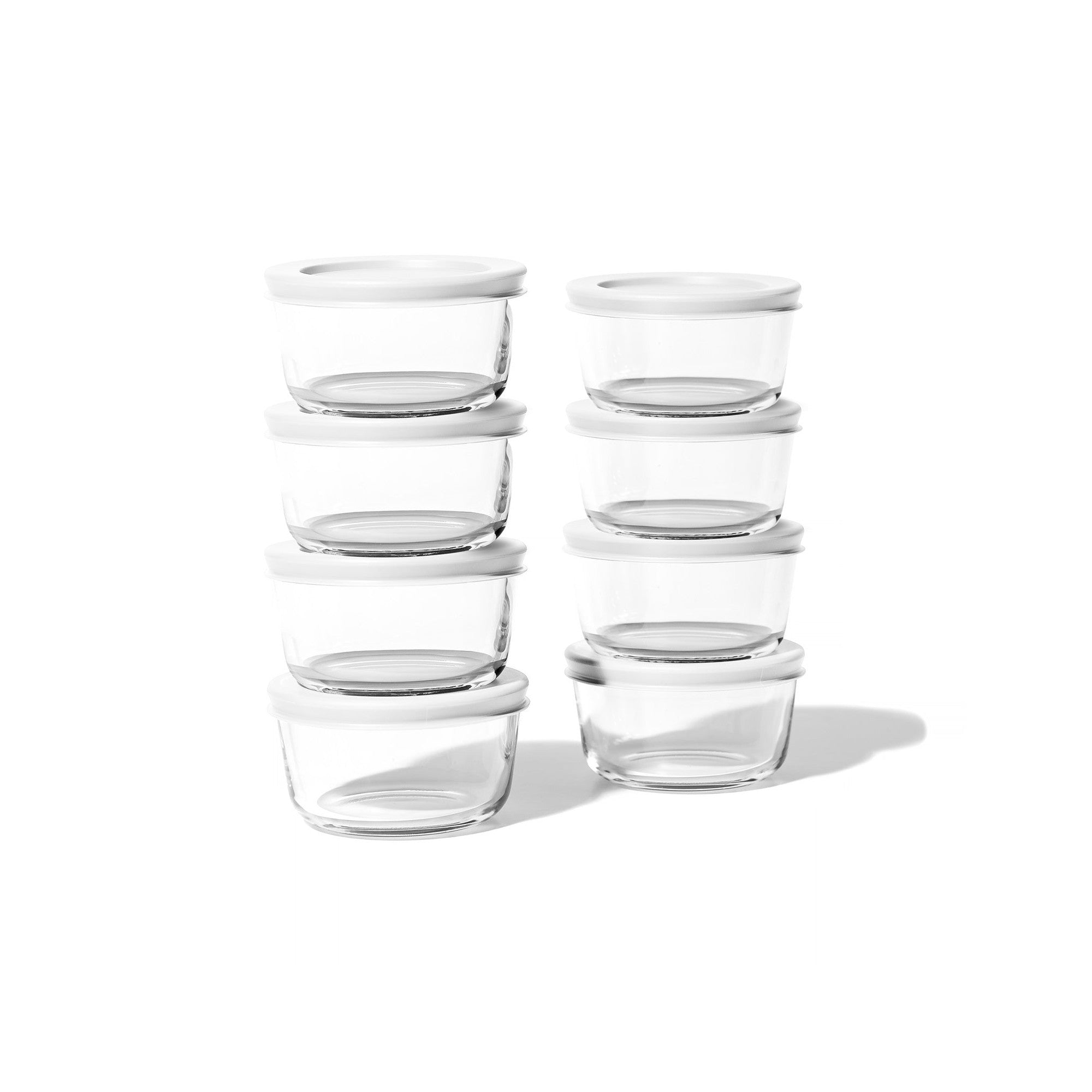 16-piece round 8-ounce glass food storage containers with white airtight lids for meal prep — view 5