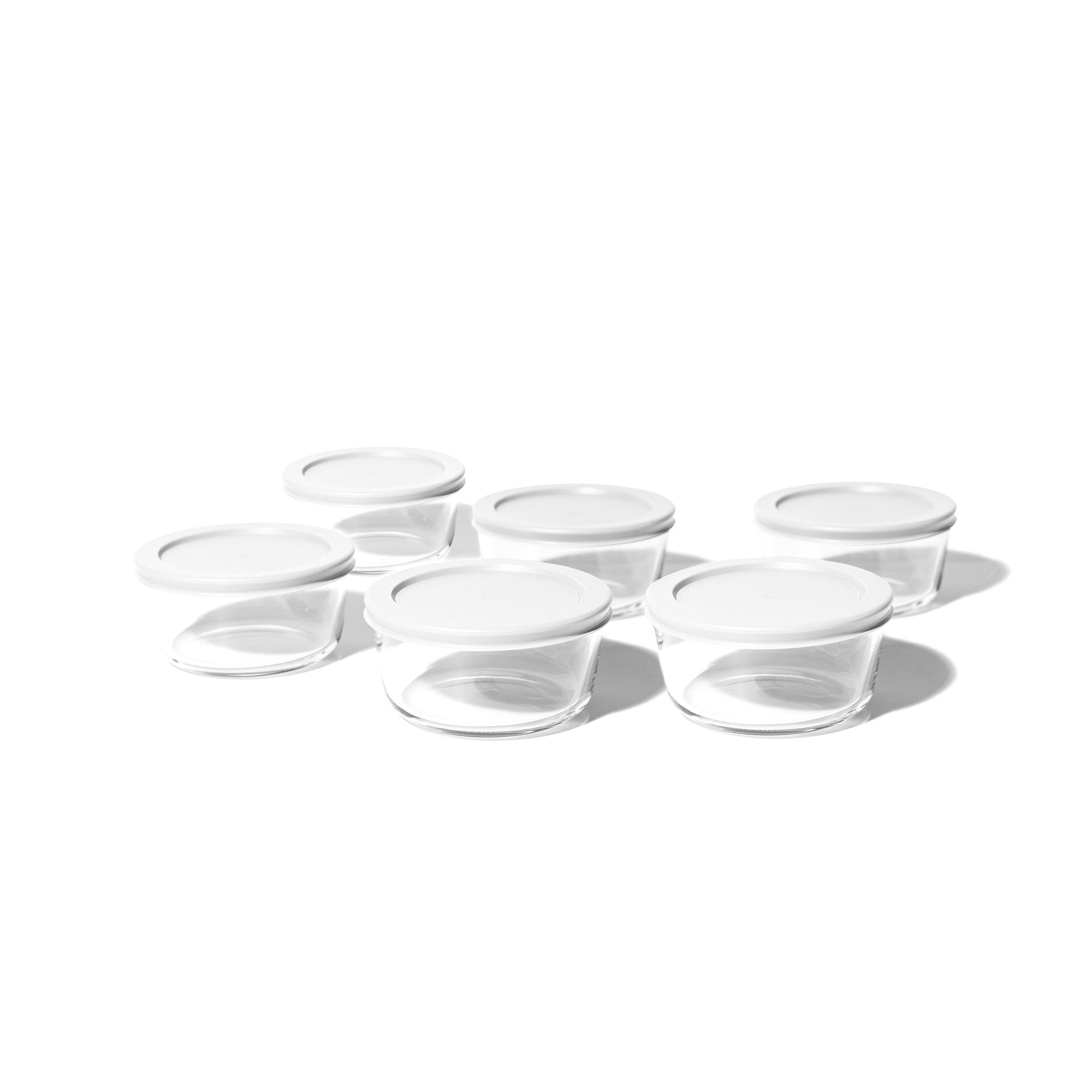 12-piece glass food storage set with round borosilicate containers and airtight white lids — view 5