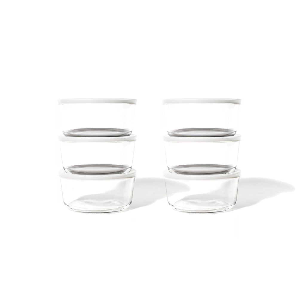 12-piece round borosilicate glass food storage container set with airtight white lids for meal prep — view 5