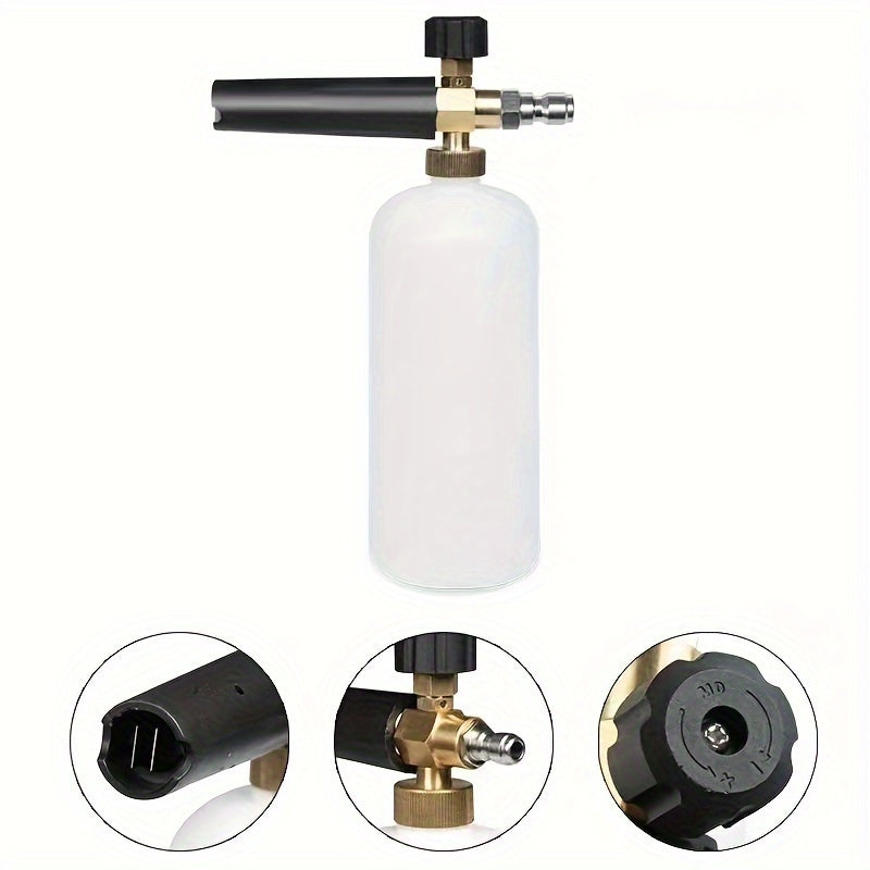 Adjustable heavy-duty foam cannon with metal components and one liter bottle for car washing — view 2