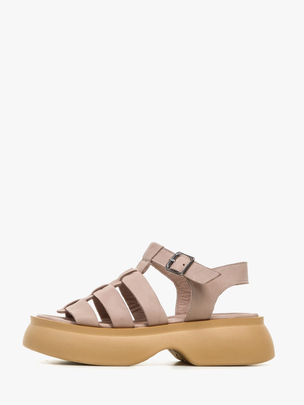 Beige genuine leather women's sandals with a durable synthetic sole by L'ARTE MILANO