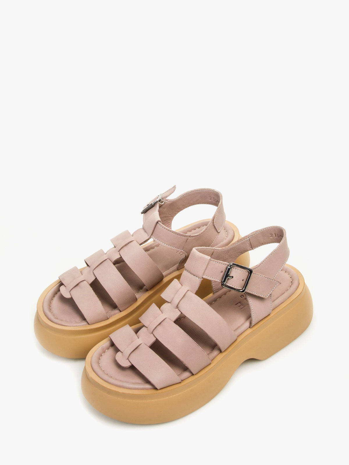Beige genuine leather women's sandals with a durable synthetic sole by L'ARTE MILANO — view 2