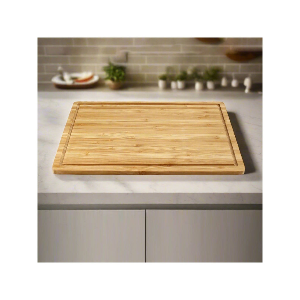 Three piece natural bamboo and acacia wood cutting board set in large medium and compact sizes — view 5