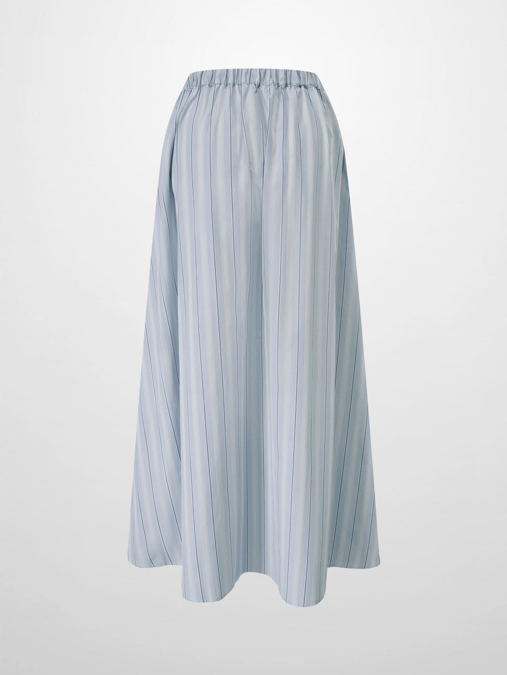Drawstring Cotton Blend Skirt-Light Blue-3