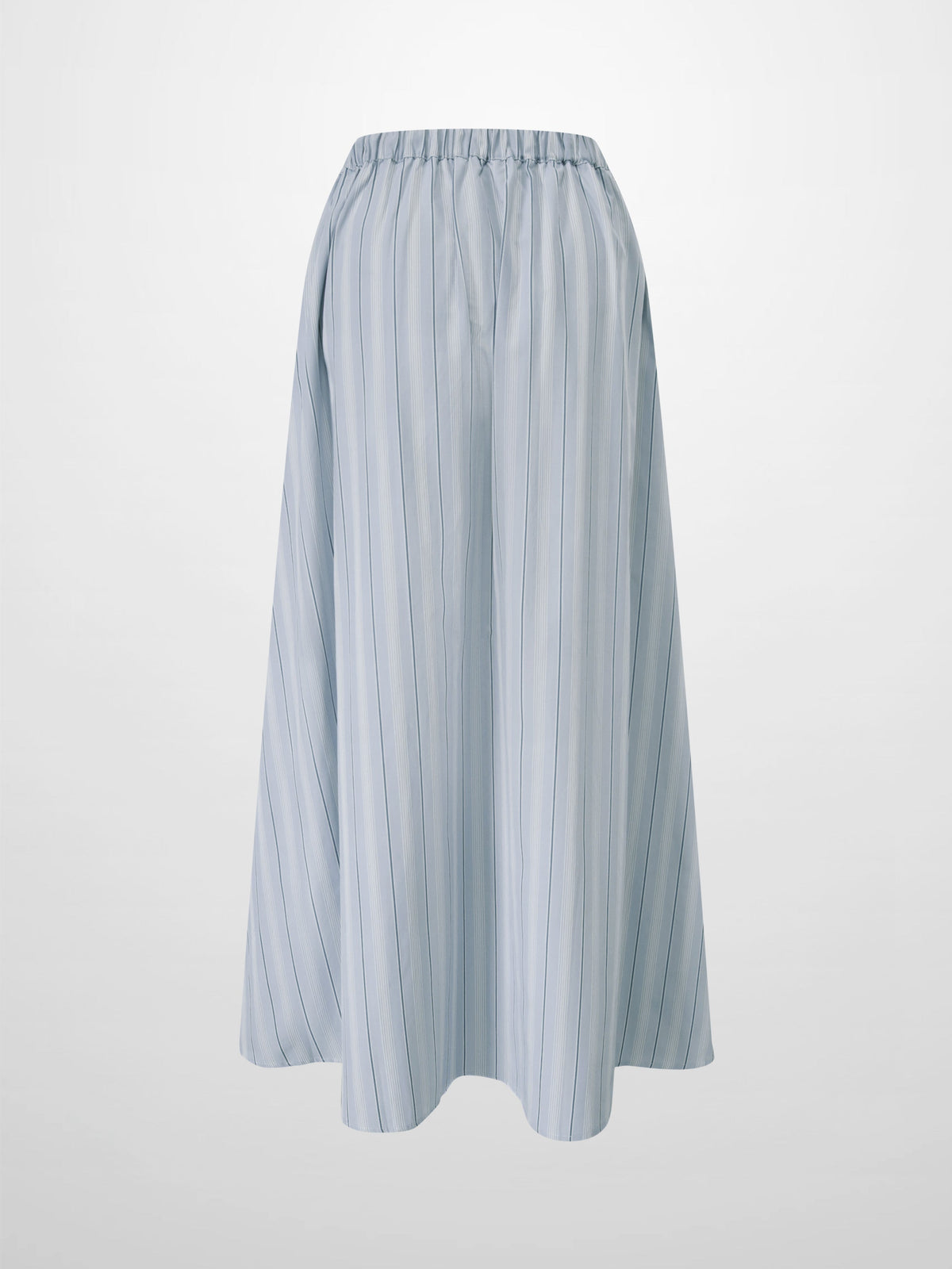 Drawstring Cotton Blend Skirt-Light Blue-3